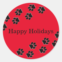 Adesivo Redondo Impressões de pata vermelha - Vinheta circular