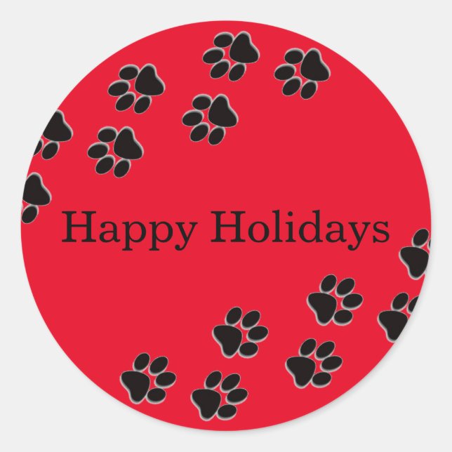 Adesivo Redondo Impressões de pata vermelha - Vinheta circular (Frente)