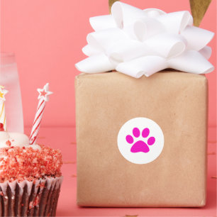 Adesivo Redondo Impressões de Patinhas Cor-de-Rosa Fofas e Colorid