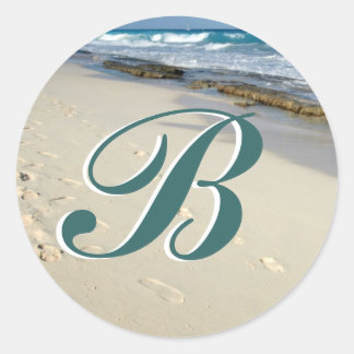 Adesivo Redondo impressões dos pés nos autocolantes de areia