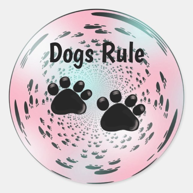 Adesivo Redondo Impressões Iluminadas de Pata de Cão (Frente)