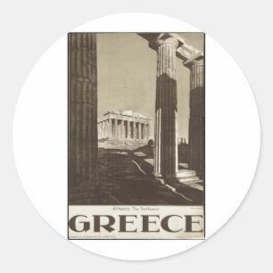 Adesivo Redondo Impressões retros do anúncio do poster das viage