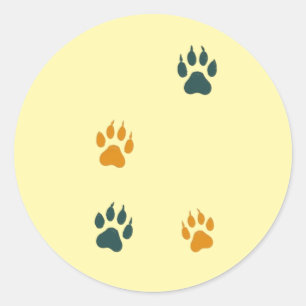 Adesivo Redondo Impressoras de pata de gatos-da-safra - Pegadas de