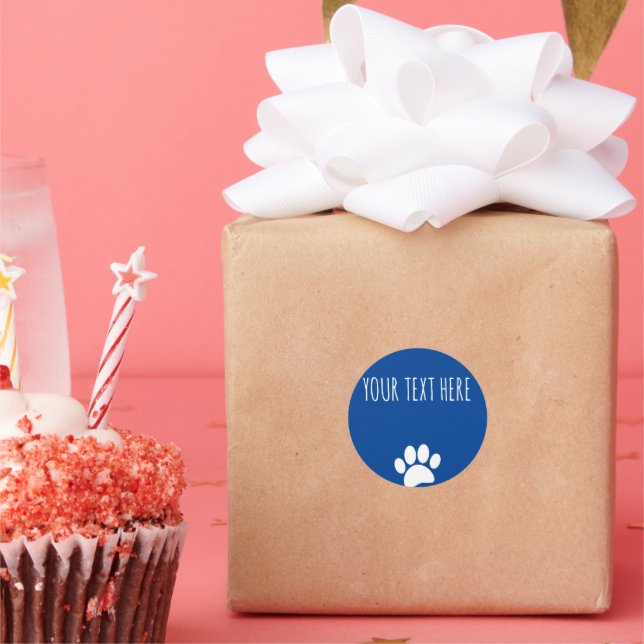 Adesivo Redondo Imprimir Texto Personalizado da Pata de Cachorro A (Festa)