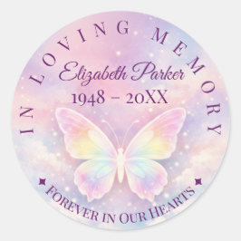 Adesivo Redondo In Loving Memory Butterfly Remembrance Sticker
