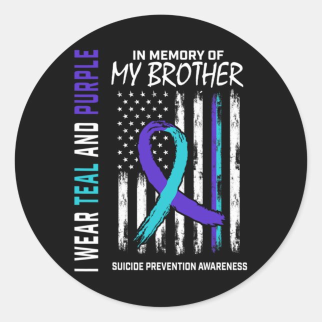 Adesivo Redondo In Memory Brother Suicide Awareness Prevention Ame (Frente)