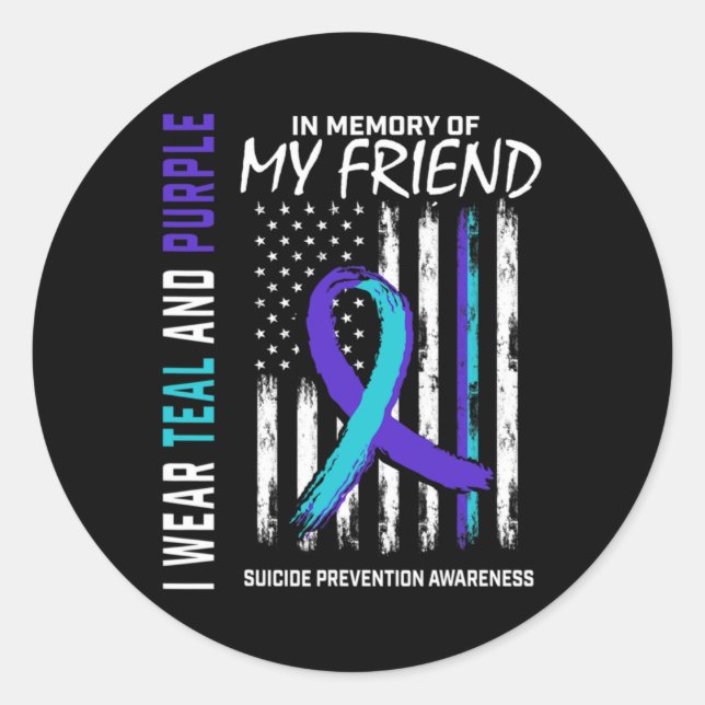 Adesivo Redondo In Memory Friend Suicide Awareness Prevention Amer (Frente)