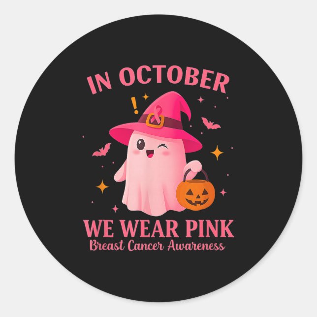 Adesivo Redondo In October We Wear Nk – Breast Cancer Awareness  (Frente)