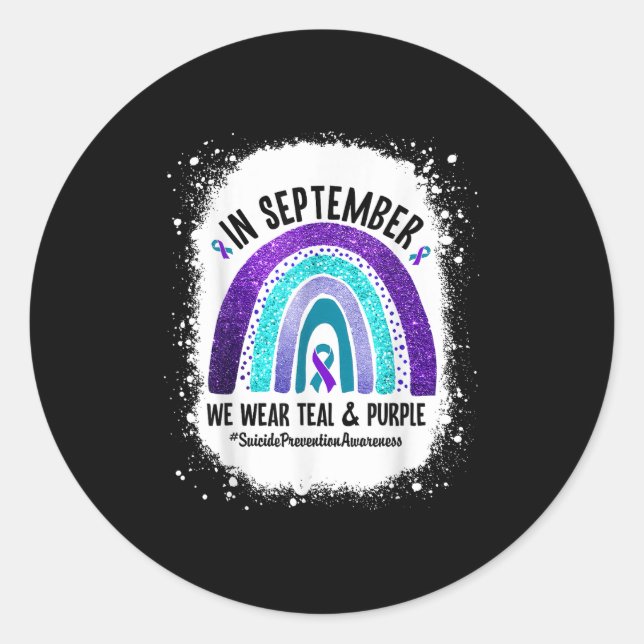 Adesivo Redondo In September We Wear Teal Purple Suicide Preventio (Frente)