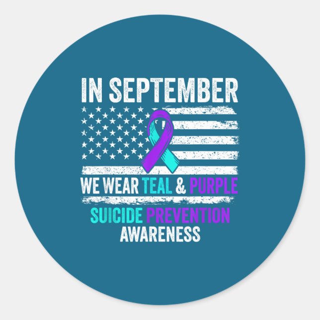 Adesivo Redondo In September Wear Teal Purple Suicide Prevention A (Frente)