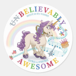 Adesivo Redondo Inacreditavelmente Incrível Unicorn Sticker