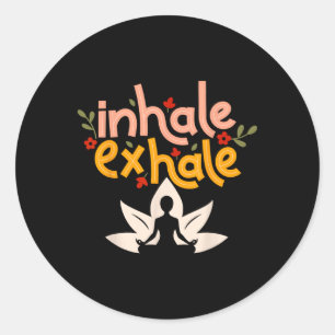 Adesivo Redondo Inalar Exalar Meditação Energia Mandala Arte Ioga