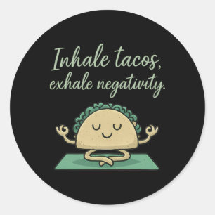 Adesivo Redondo Inale Tacos Exale Negatividade Arte de Yoga de Tac