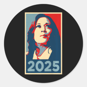 Adesivo Redondo Inauguração de 2025 Kamala Harris Obama Poster 47º