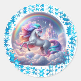 Adesivo Redondo Incêndio no Castelo Unicorn Sticker - Rainbow Fant