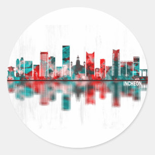 Adesivo Redondo Incheon South Korea Skyline