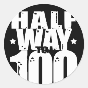 Adesivo Redondo Incompletamente ao 50th aniversário 100 engraçad