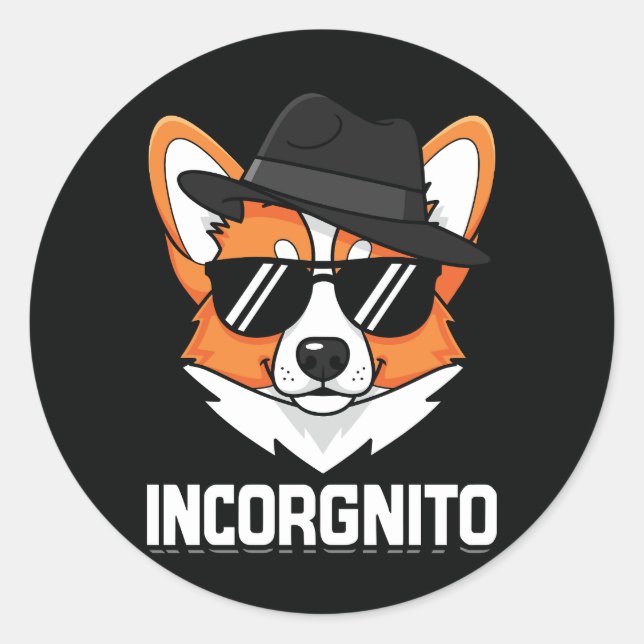 Adesivo Redondo Incorgnito Stealthy Corgi in Shades (Frente)
