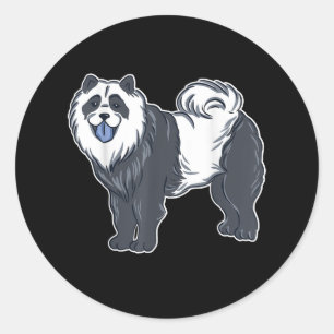 Adesivo Redondo Incrível Chow Chow Dog E Panda Bear, Cão E Panda