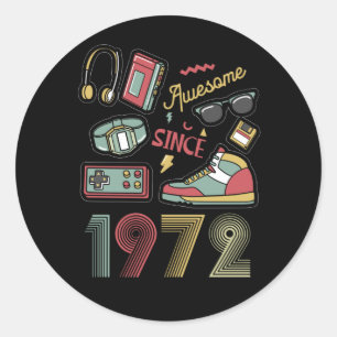 Adesivo Redondo Incrível desde 1972, Retro 50º aniversário
