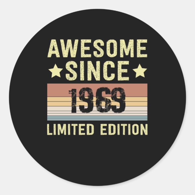 Adesivo Redondo Incrível desde o aniversário de 1969 (Frente)