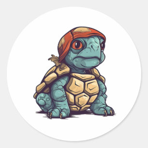 Adesivo Redondo Incrível Legal Tartaruga Adorável Gráfico Animal