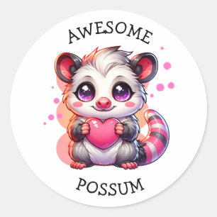Adesivo Redondo Incrível Possum   Cute Cartoon Ogambm