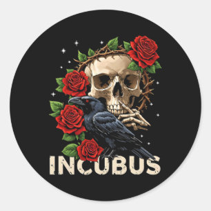 Adesivo Redondo Incubus Crow Esquerdo Flor Esquerdo Halloween Figu