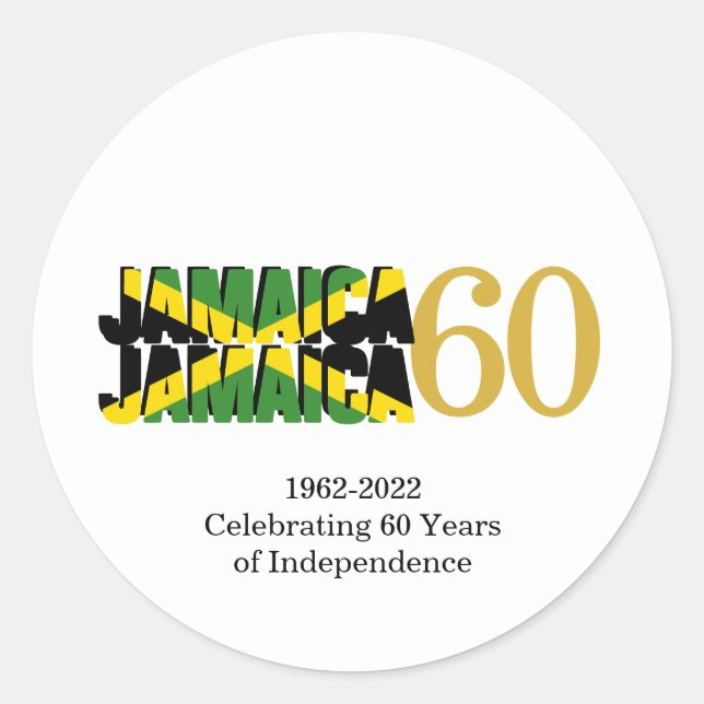 Adesivo Redondo Independência do 60.º aniversário da JAMAICA (Frente)