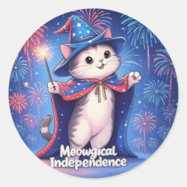 Adesivo Redondo Independência Medíocre - Gato Feiticeiro Patriótic