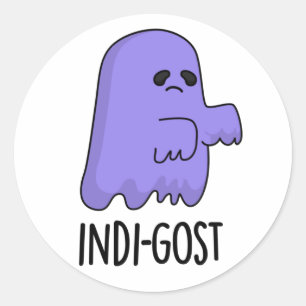Adesivo Redondo Indi-gost Cute Halloween Indigo Ghost Pun