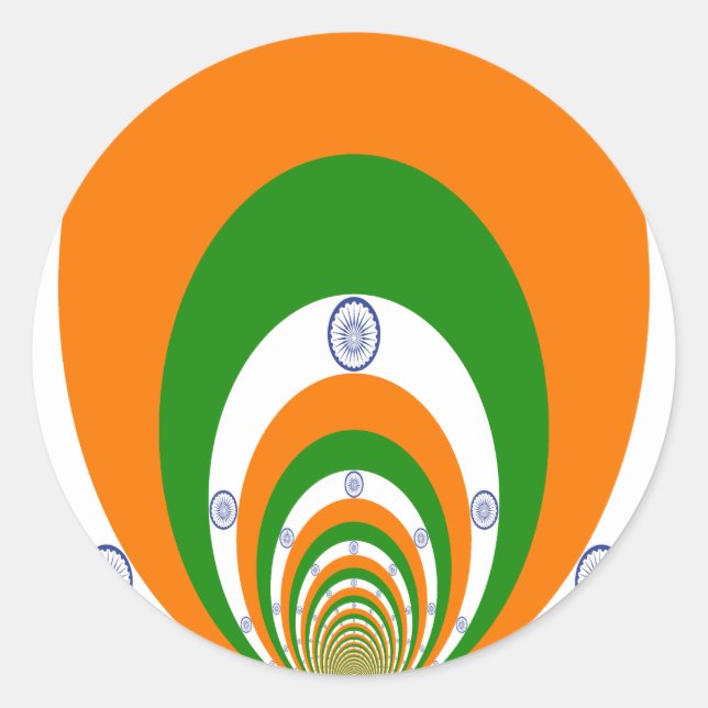 Adesivo Redondo Índia Flag Kaleidoscope: Unidade sem fim e Patriot (Frente)