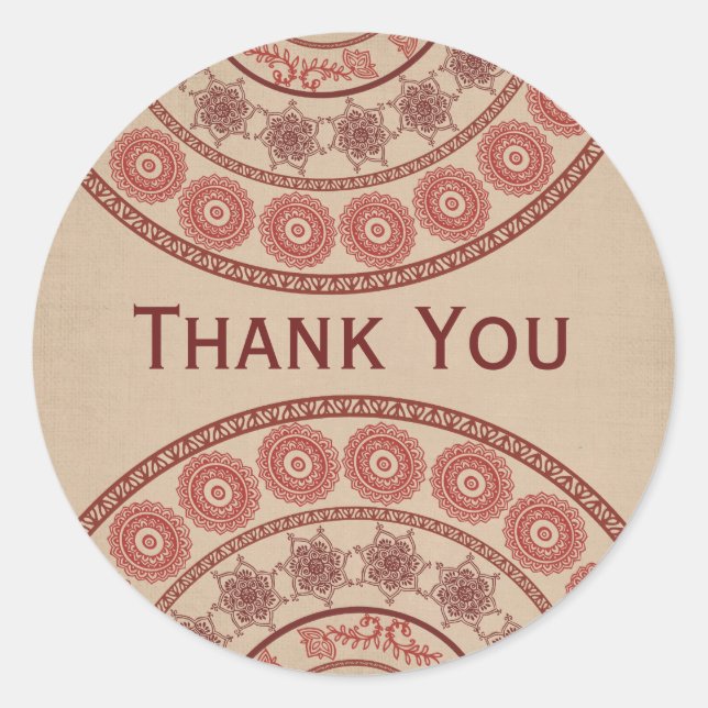 Adesivo Redondo Indian Henna Mehndi Wedding Oval Sticker (Frente)