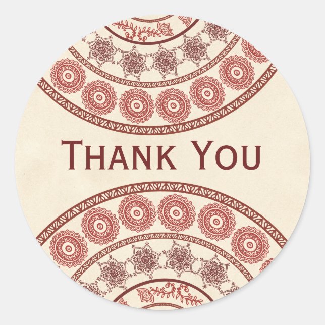 Adesivo Redondo Indian Henna Mehndi Wedding Oval Sticker (Frente)