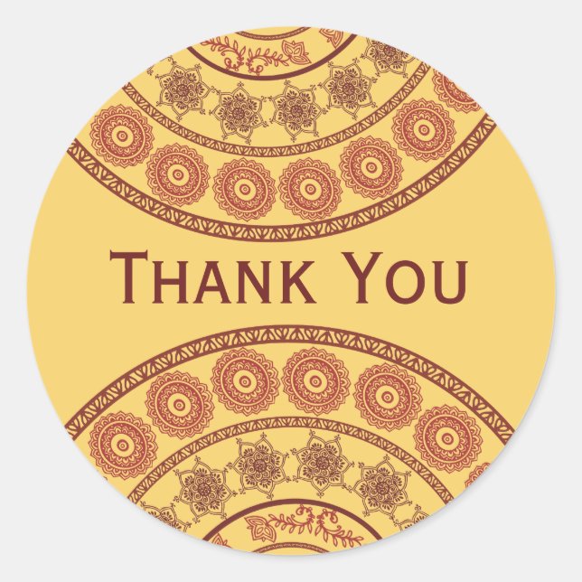 Adesivo Redondo Indian Henna Mehndi Wedding Oval Sticker (Frente)