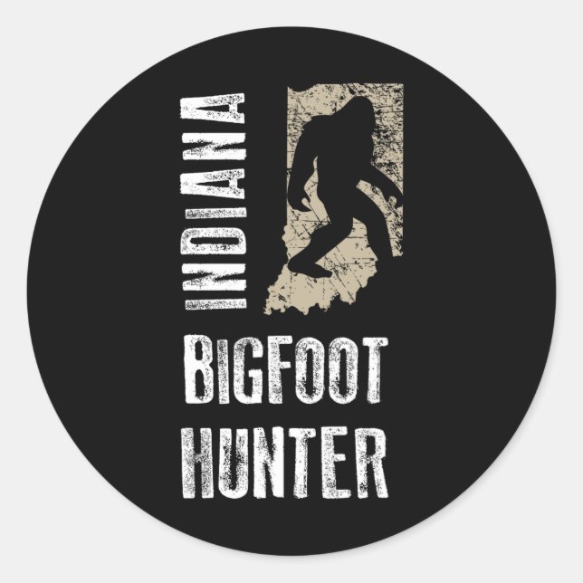 Adesivo Redondo Indiana Bigfoot Hunter (Frente)