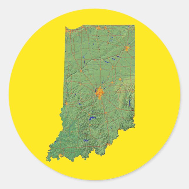 Adesivo Redondo Indiana Map Sticker (Frente)