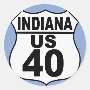 Adesivo Redondo Indiana US Route 40 - A Estrada Nacional