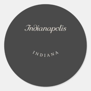 Adesivo Redondo Indianapolis Indiana White Font