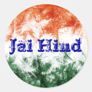 Adesivo Redondo Indiano Flag Jai Hind