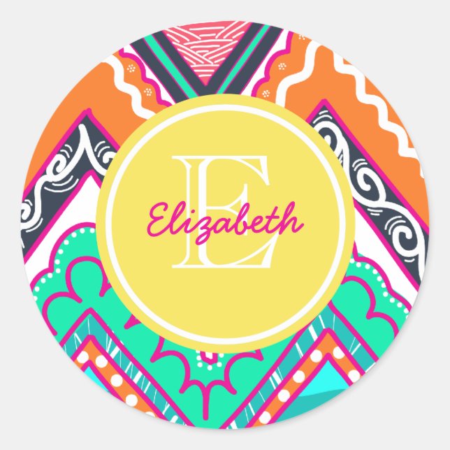 Adesivo Redondo Indie Chevron (Frente)