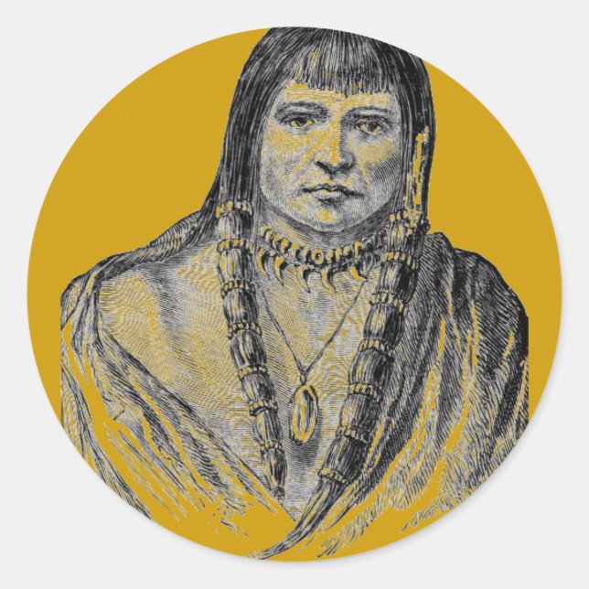 Adesivo Redondo Indígenas Americanos Sticker (Frente)