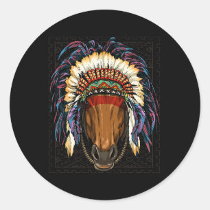 Adesivo Redondo Indígenas de cowboy índio nativo americano