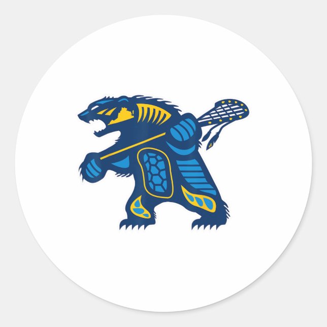 Adesivo Redondo Indígenas Lacrosse Bear (Frente)