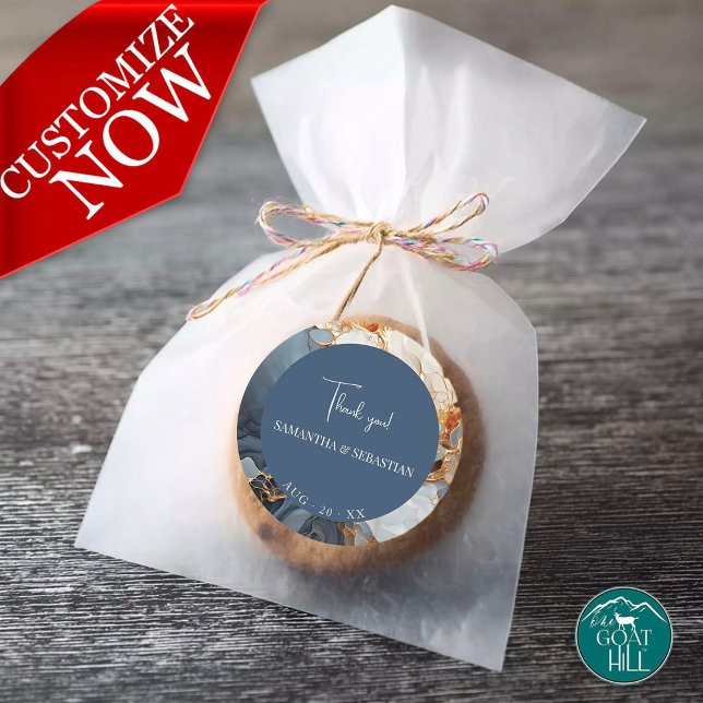 Adesivo Redondo Indígio Azul e Abstrato Dourado (Criador carregado)