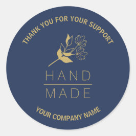 Adesivo Redondo Indigo Botanical Simple Minimalist Handmade 