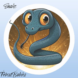 Adesivo Redondo Indigo Cobra 🐍 Gráfico de Animais Cuto Serpentes