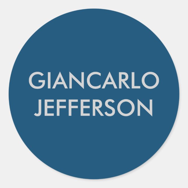 Adesivo Redondo Indigo Dye Blue Minimalist Professional Seu nome (Frente)