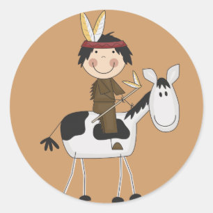 Adesivo Redondo Índio em Camisetas e presentes