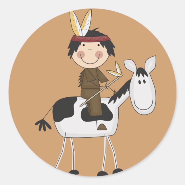 Adesivo Redondo Índio em Camisetas e presentes (Frente)